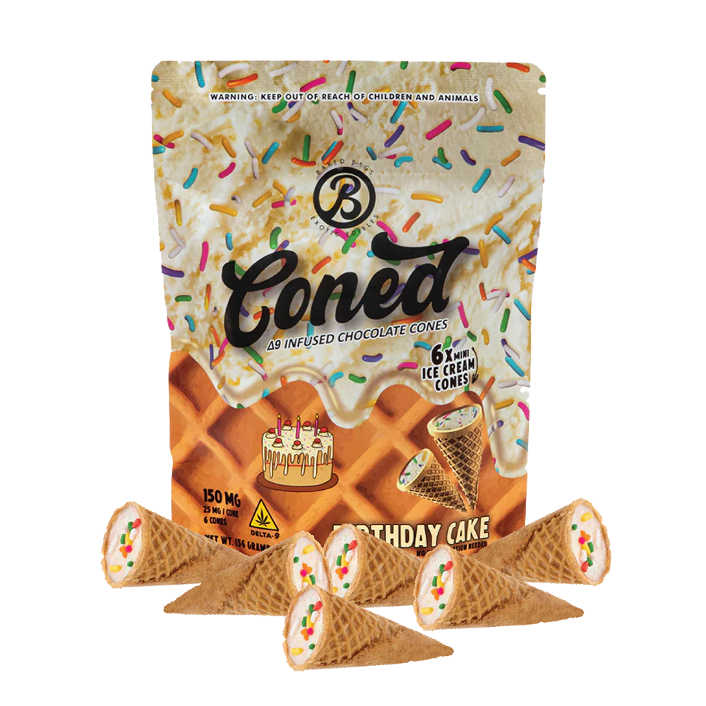 Birthday Cake Edibles | Baked Bags Coned