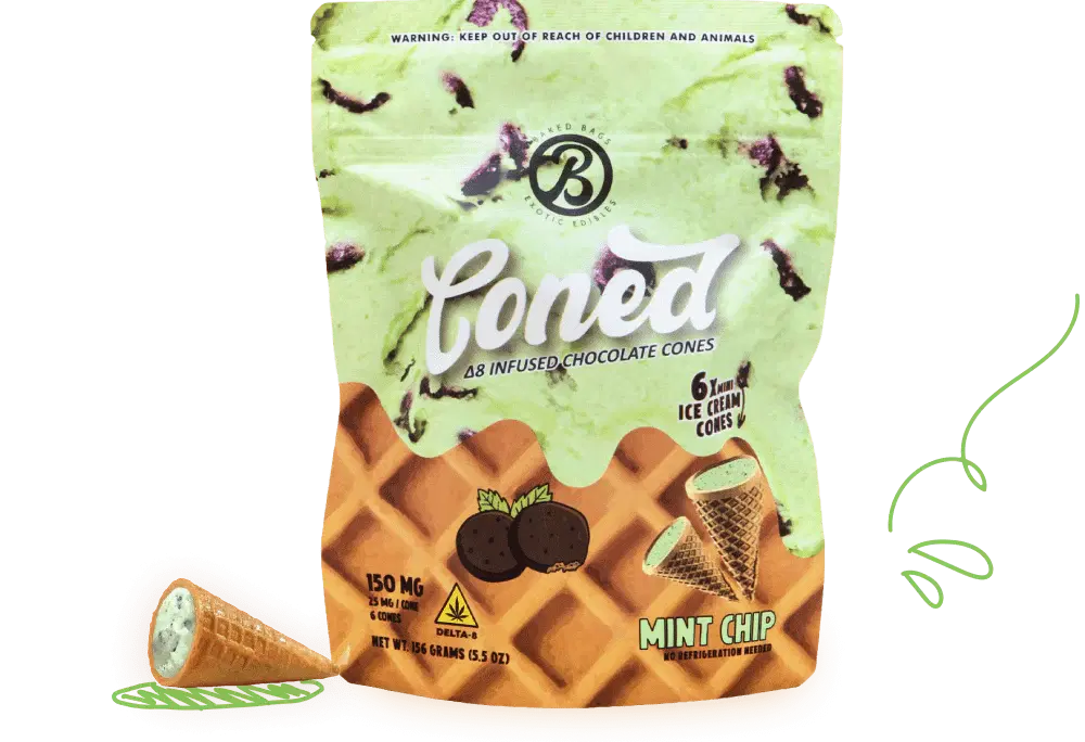Baked Bags Mint Chip THC Ice Cream Cones