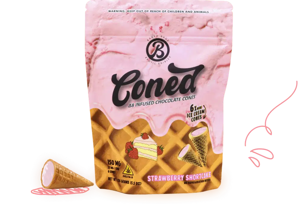 Baked Bags Strawberry Shortcake THC Ice Cream Cones